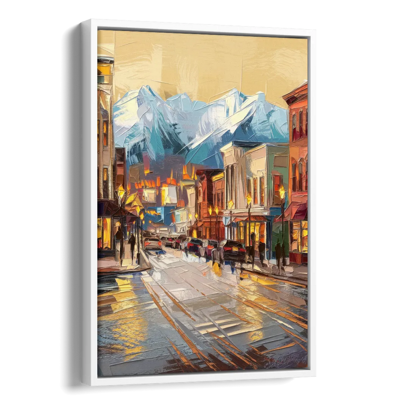 Anchorage Downtown Streets Side - White Canvas Wall Art