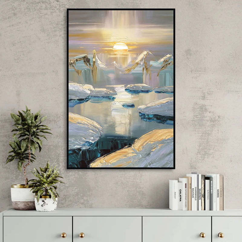 Anchorage Midnight Sun Living Room - Black Canvas Wall Art