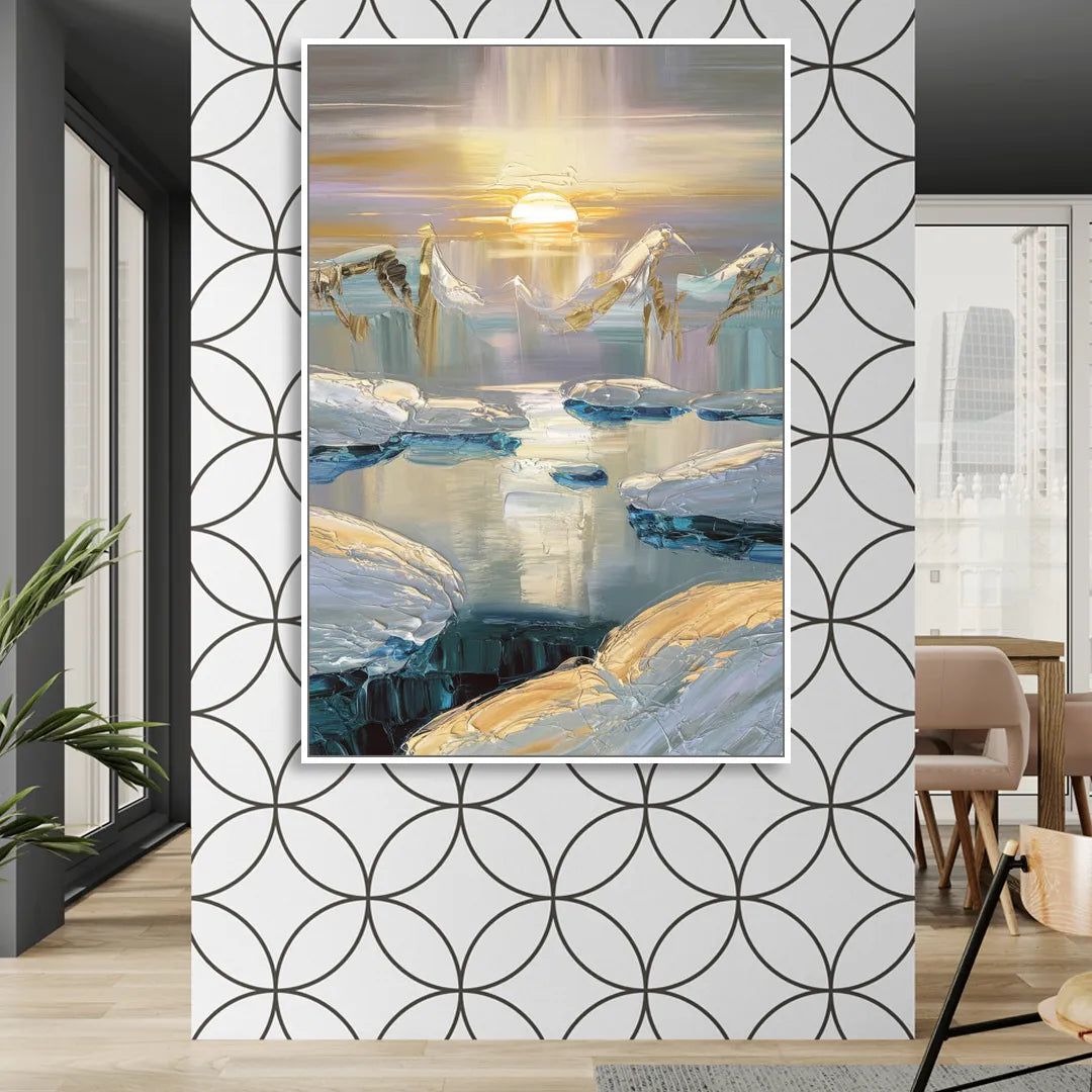 Anchorage Midnight Sun Sitting Room - White Canvas Wall Art