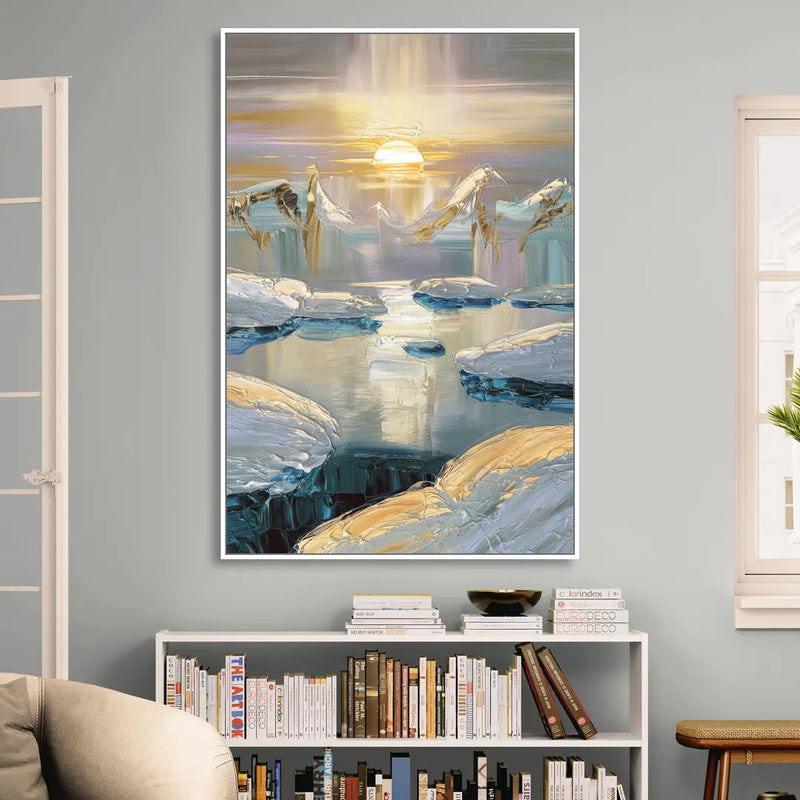 Anchorage Midnight Sun Living Room - White Canvas Wall Art