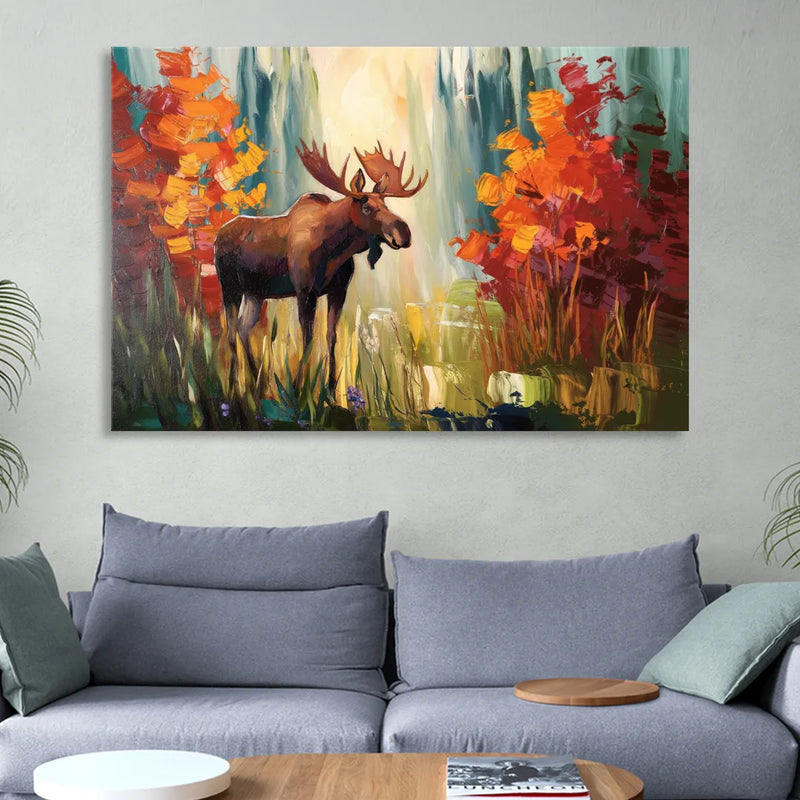 Anchorage Moose In The Wild Living Room - Canvas Wall Art