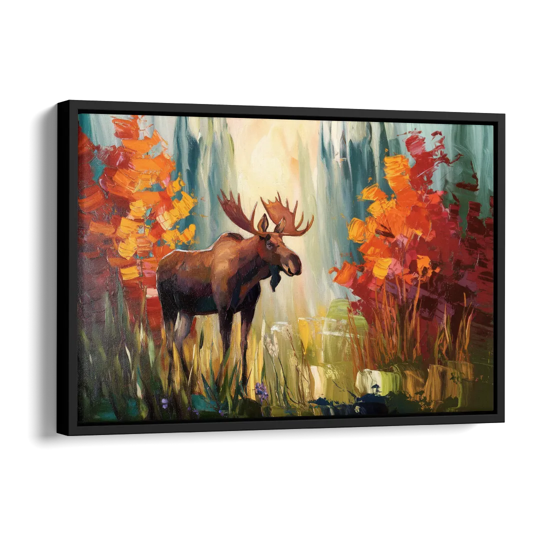 Anchorage Moose In The Wild Side - Black Canvas Wall Art