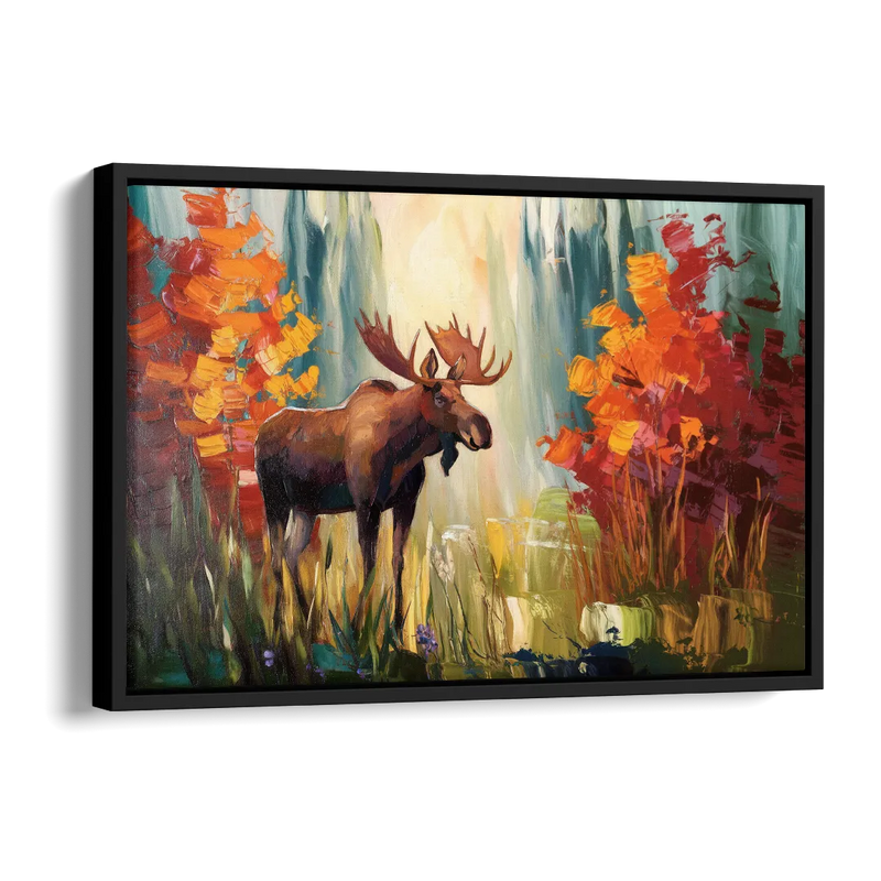 Anchorage Moose In The Wild Side - Black Canvas Wall Art