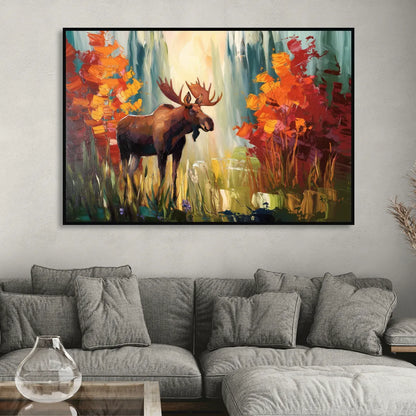 Anchorage Moose In The Wild Sitting Room - Black Canvas Wall Art