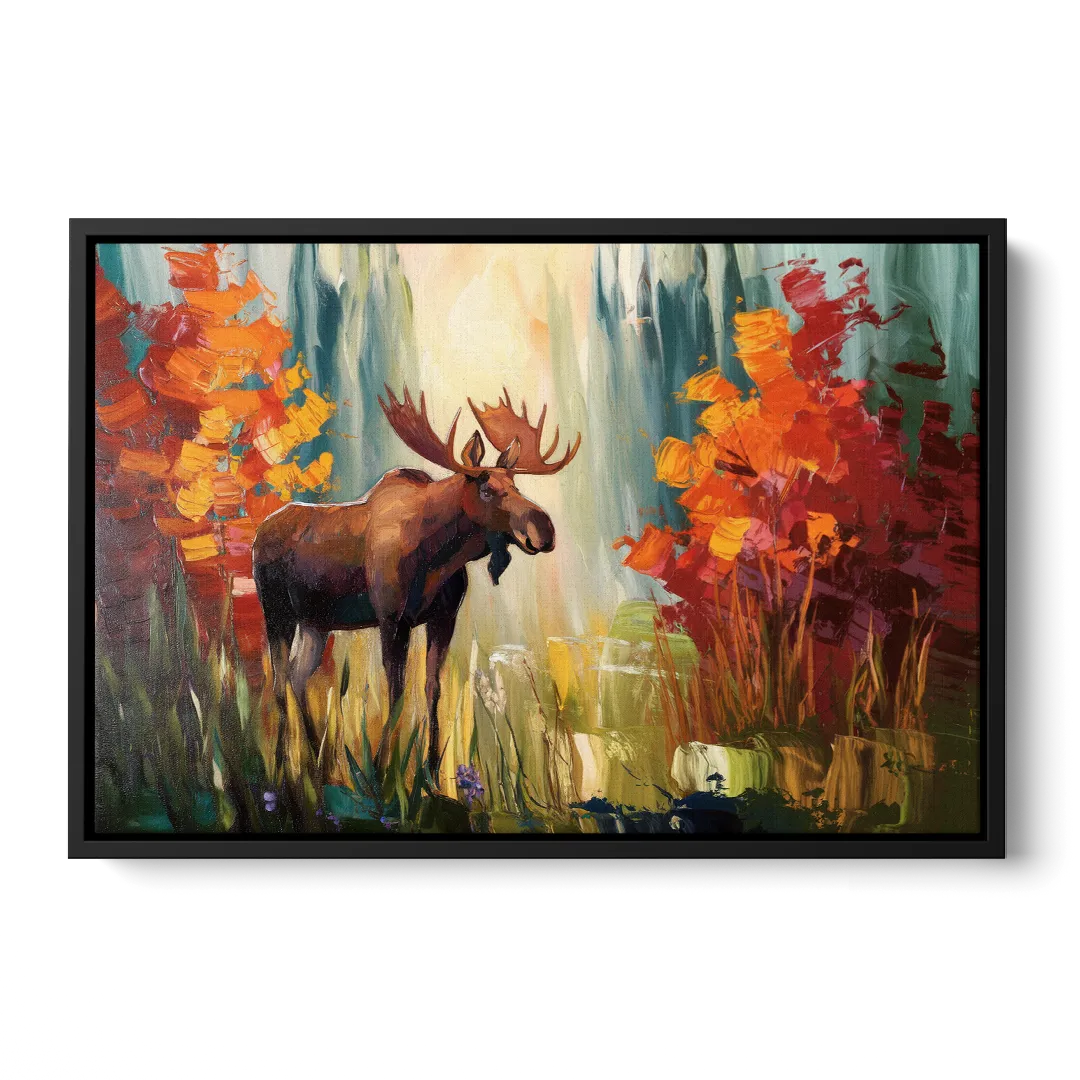 Anchorage Moose In The Wild Front - Black Canvas Wall Art