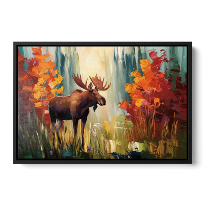 Anchorage Moose In The Wild Front - Black Canvas Wall Art