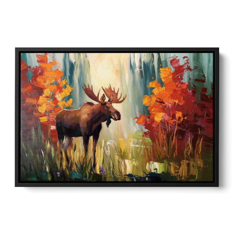 Anchorage Moose In The Wild Front - Black Canvas Wall Art