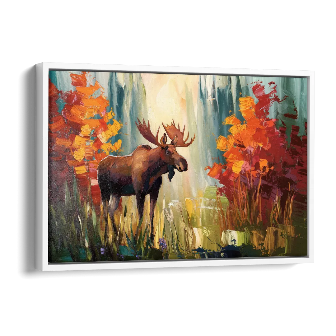 Anchorage Moose In The Wild Side - White Canvas Wall Art