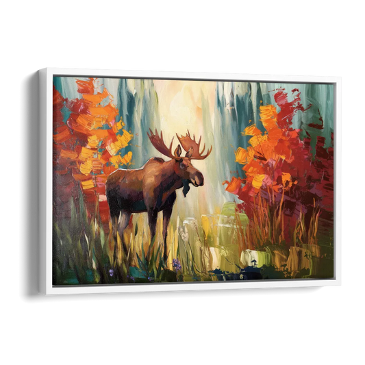 Anchorage Moose In The Wild Side - White Canvas Wall Art
