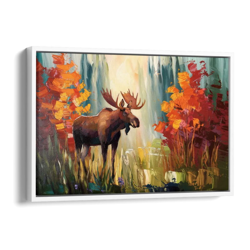 Anchorage Moose In The Wild Side - White Canvas Wall Art
