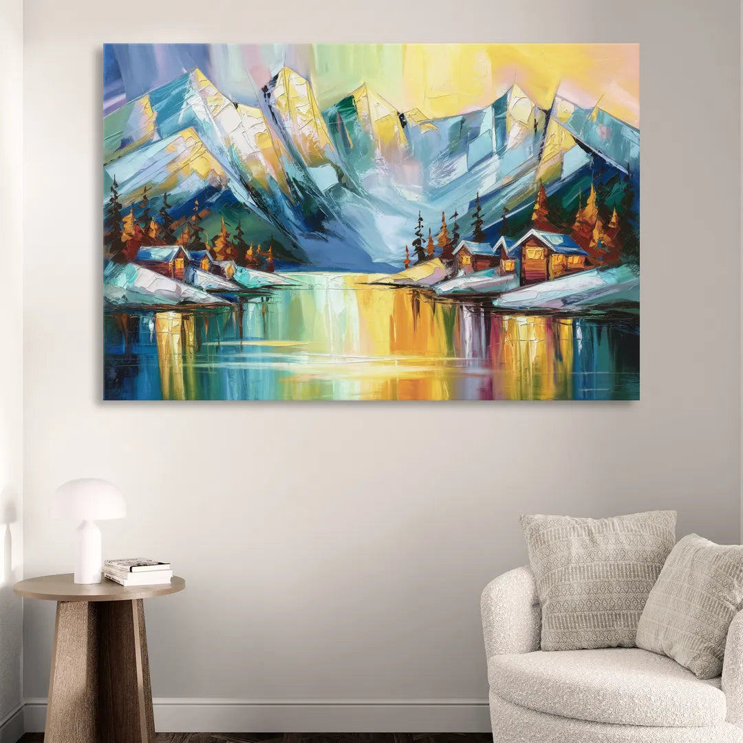 Anchorage Mountain Views Sitting Room - Canvas Wall Art