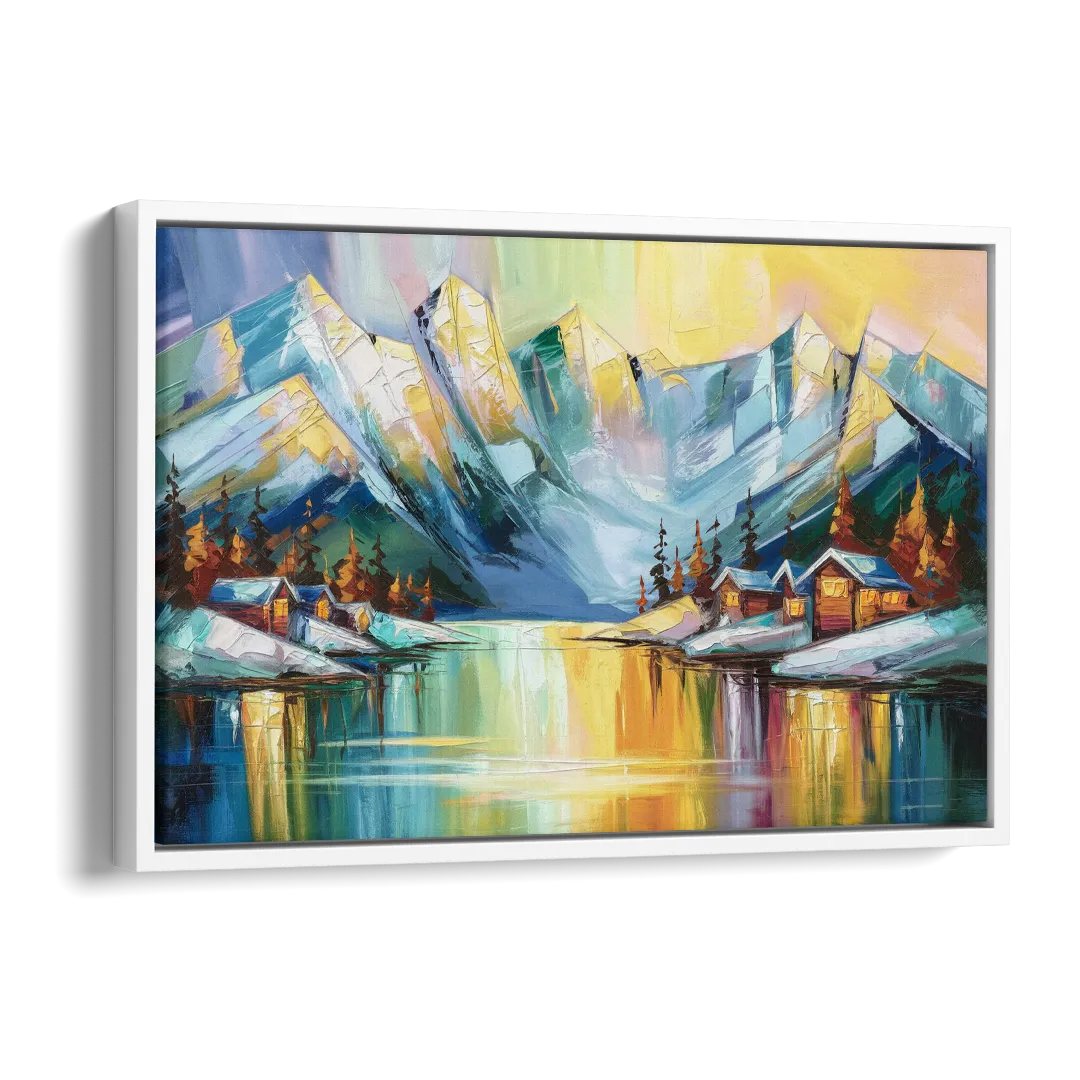 Anchorage Mountain Views Side - White Canvas Wall Art
