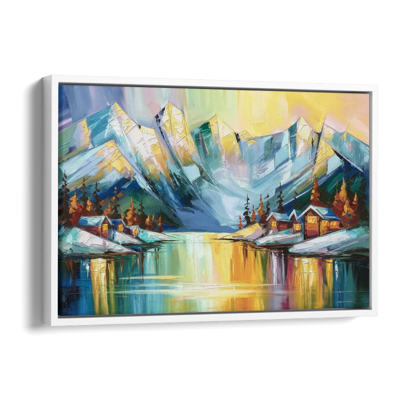 Anchorage Mountain Views Side - White Canvas Wall Art