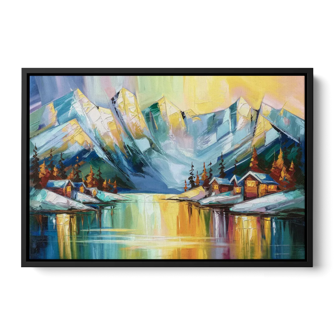 Anchorage Mountain Views Front - Black Canvas Wall Art