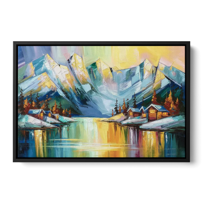 Anchorage Mountain Views Front - Black Canvas Wall Art
