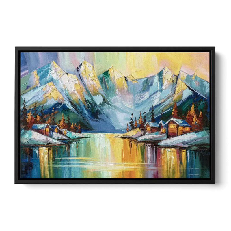 Anchorage Mountain Views Front - Black Canvas Wall Art