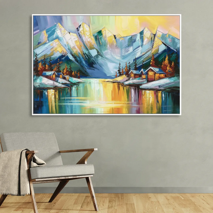 Anchorage Mountain Views Sitting Room - White Canvas Wall Art