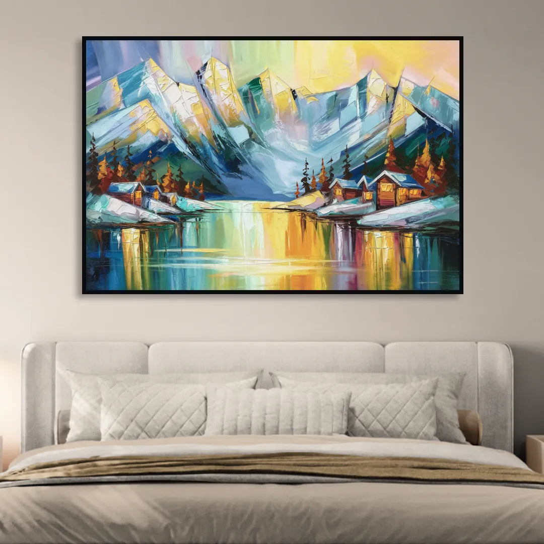 Anchorage Mountain Views Sitting Room - Black Canvas Wall Art