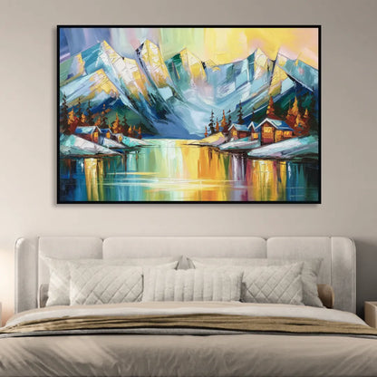 Anchorage Mountain Views Sitting Room - Black Canvas Wall Art