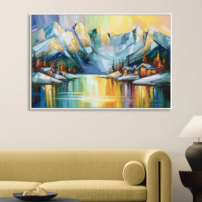 Anchorage Mountain Views Living Room - White Canvas Wall Art