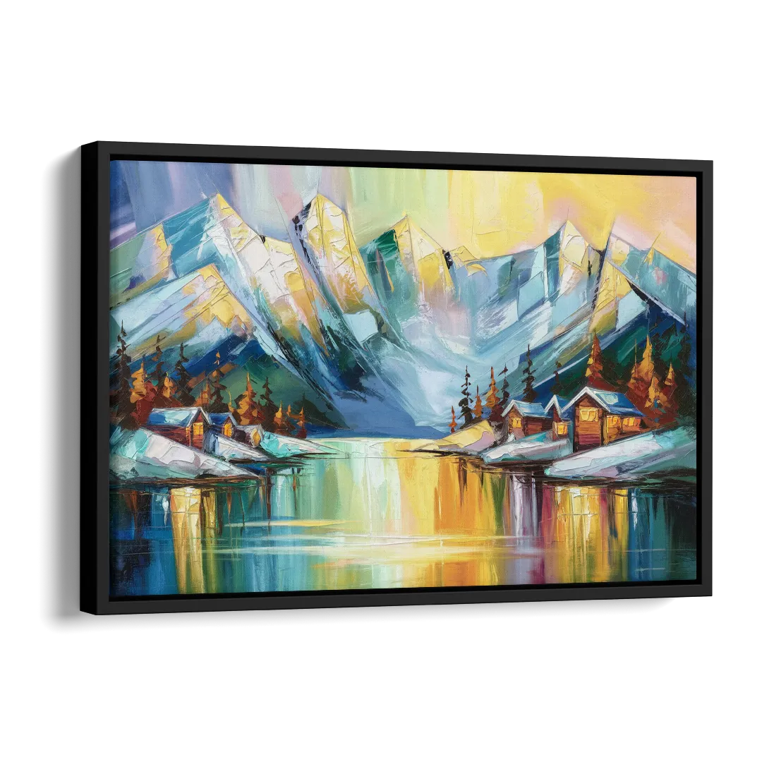 Anchorage Mountain Views Side - Black Canvas Wall Art