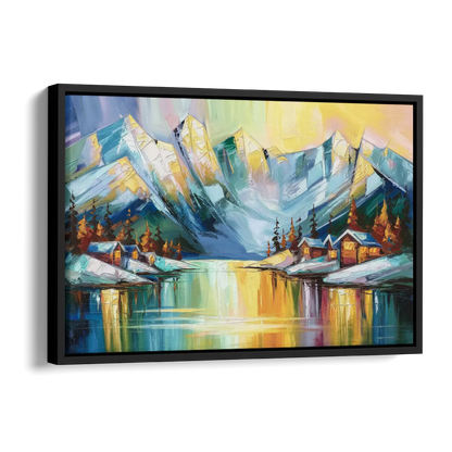 Anchorage Mountain Views Side - Black Canvas Wall Art