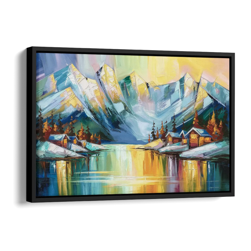 Anchorage Mountain Views Side - Black Canvas Wall Art