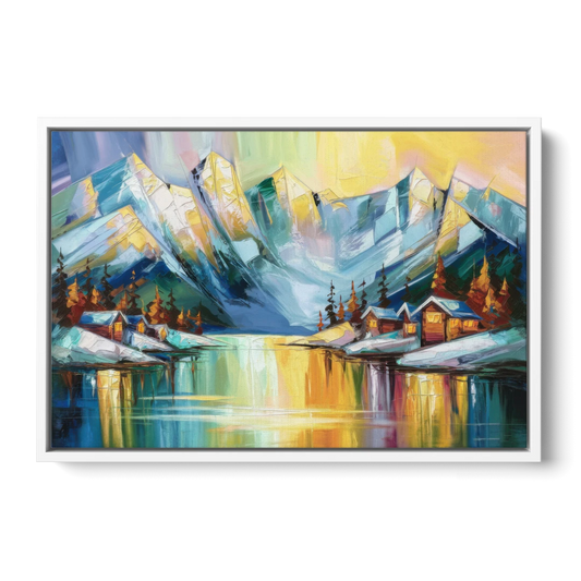 Anchorage Mountain Views - White Framed Canvas Wall Art - Front