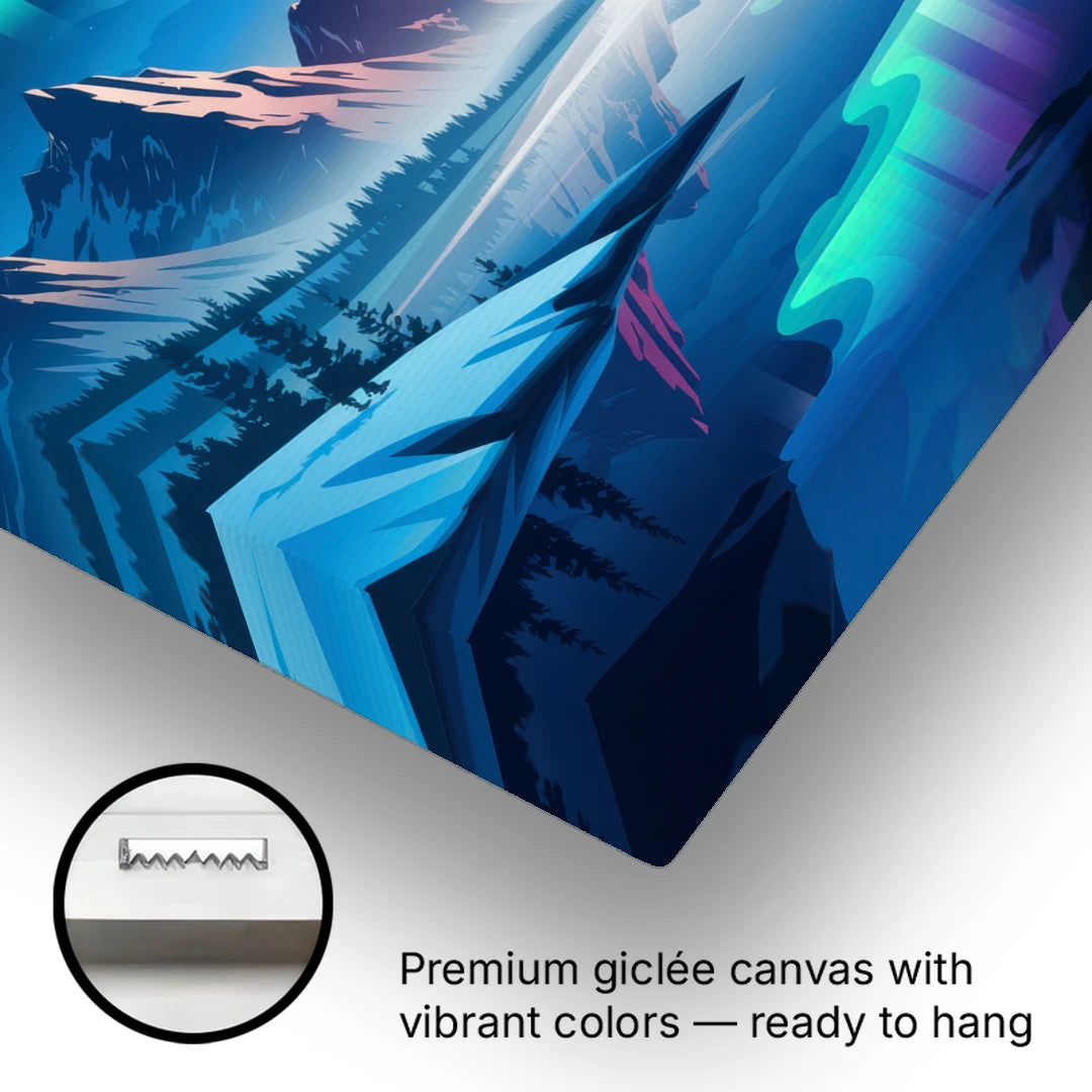 Anchorage Northern Lights Scene - Canvas Wall Art - Gallery Wrap Corner