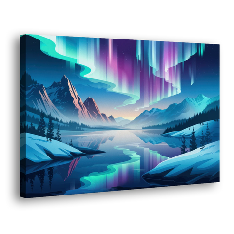Anchorage Northern Lights Scene - Canvas Wall Art - Side