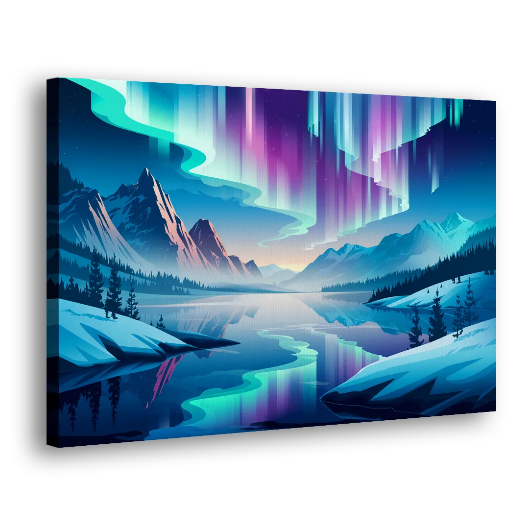 Anchorage Northern Lights Scene Side - Canvas Wall Art