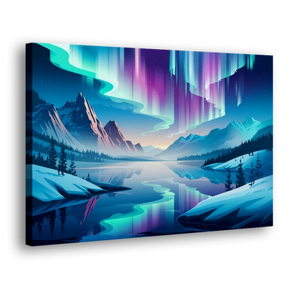 Anchorage Northern Lights Scene Side - Canvas Wall Art