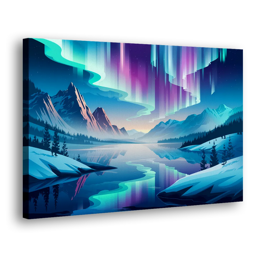 Anchorage Northern Lights Scene Side - Canvas Wall Art