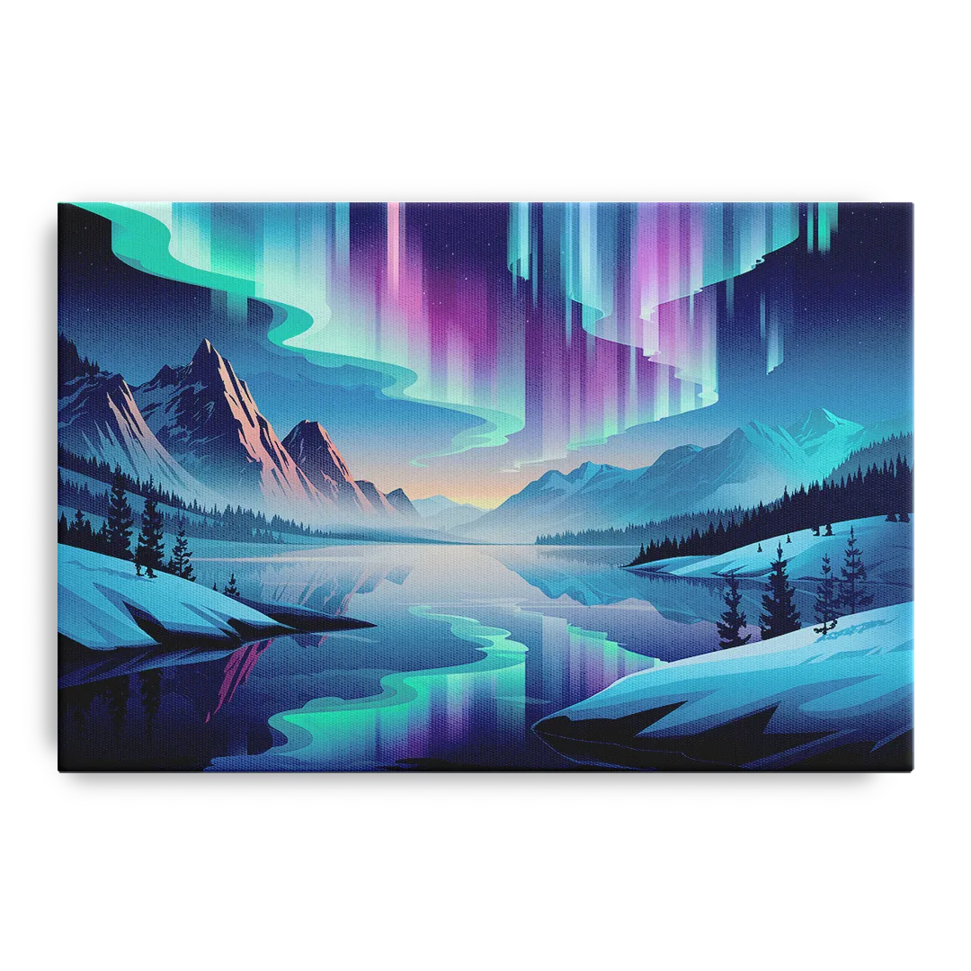 Anchorage Northern Lights Scene Front - Canvas Wall Art
