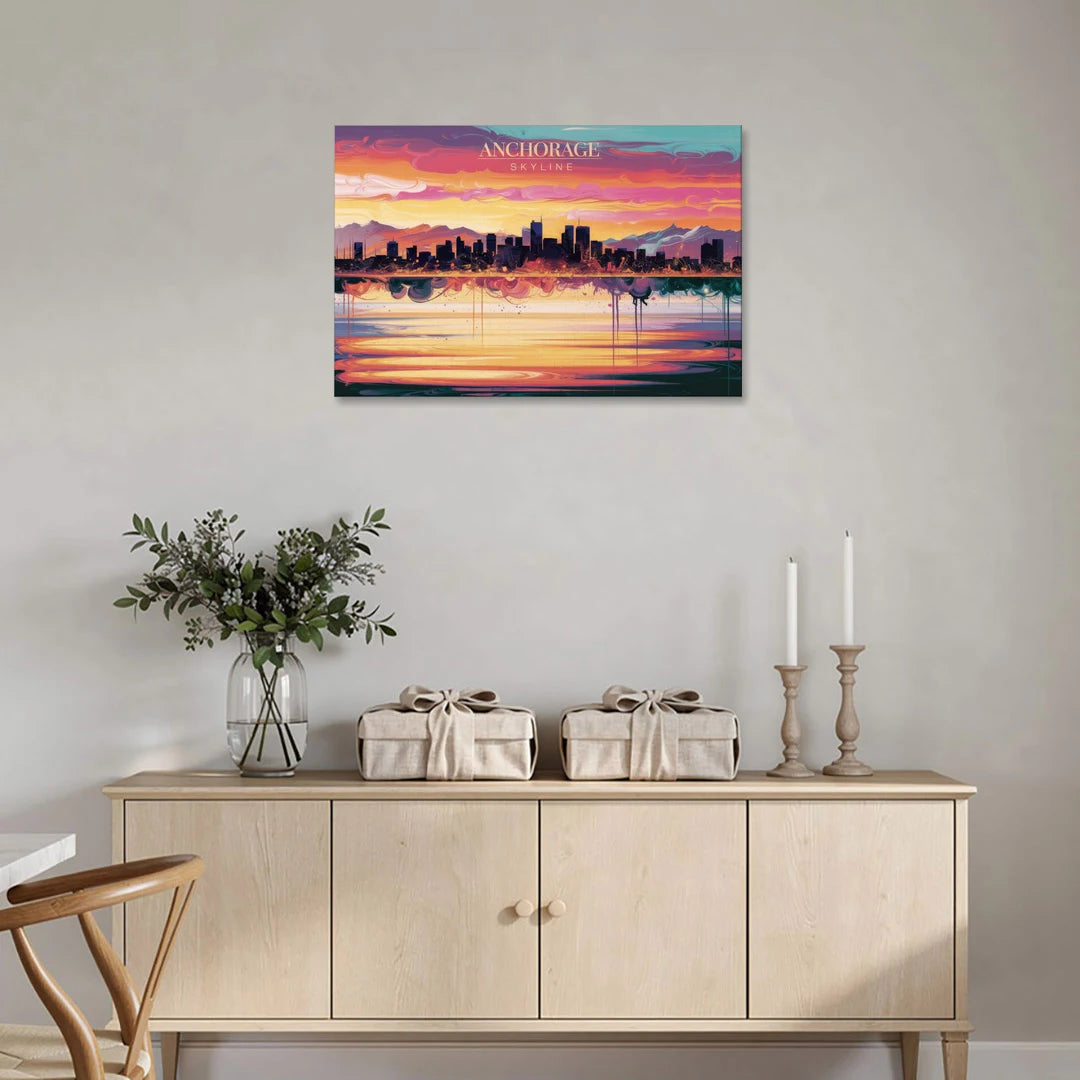 Anchorage Skyline Sunset - Canvas Wall Art - Coffee Table - 36x24