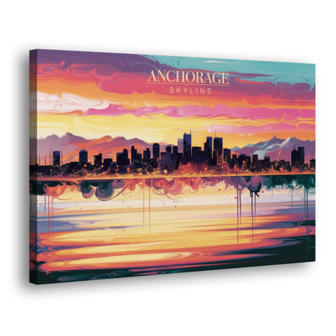 Anchorage Skyline Sunset - Canvas Wall Art - Side