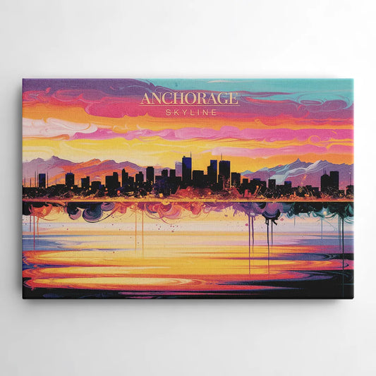 Anchorage Skyline Sunset - Canvas Wall Art