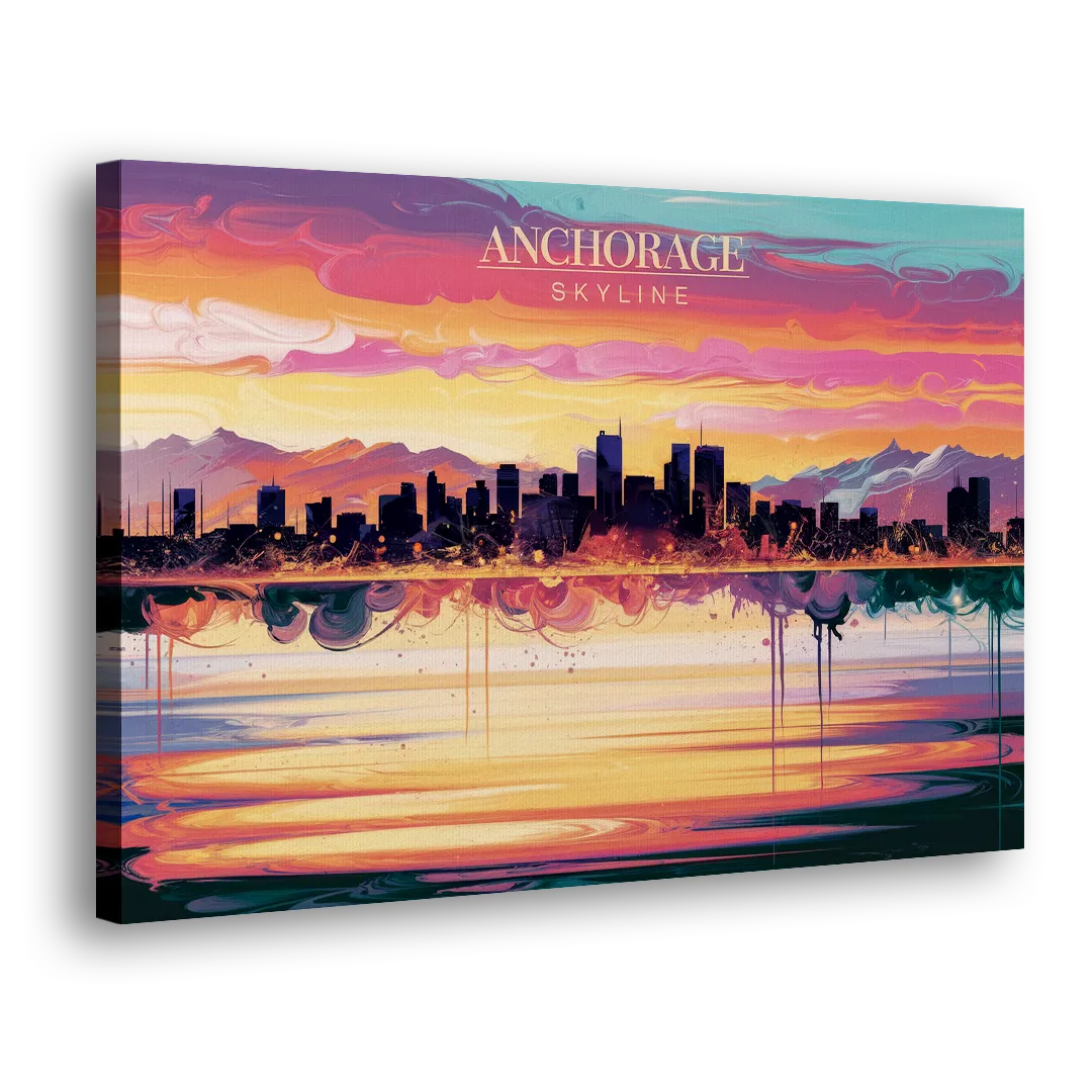 Anchorage Skyline Sunset Side - Canvas Wall Art