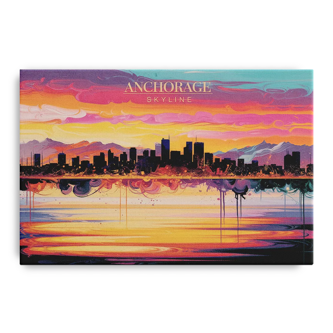Anchorage Skyline Sunset Front - Canvas Wall Art