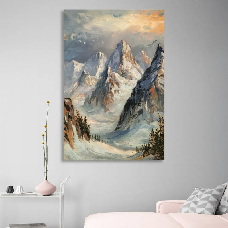 Anchorage Snowy Peaks Living Room - Canvas Wall Art