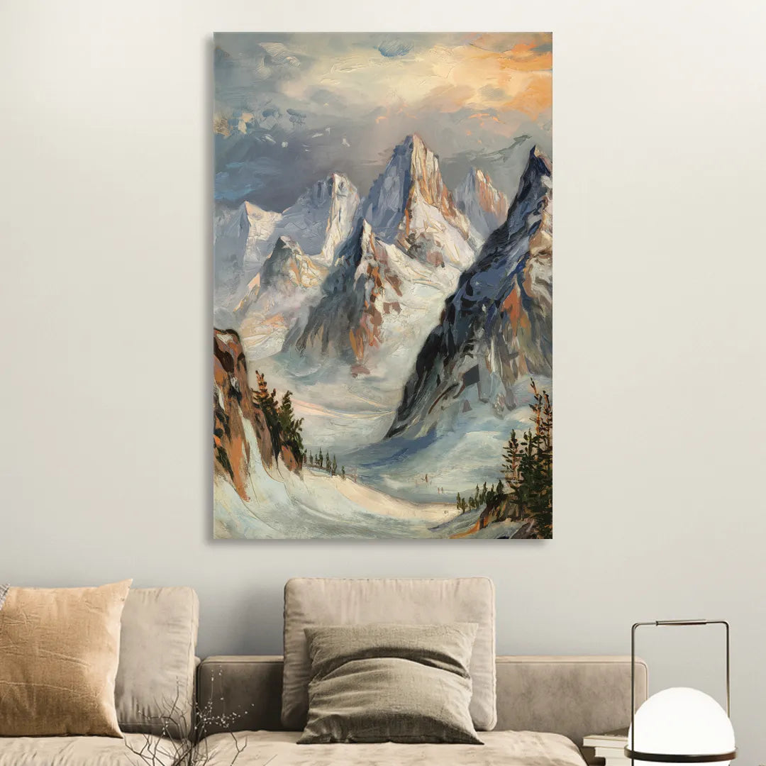 Anchorage Snowy Peaks Sitting Room - Canvas Wall Art