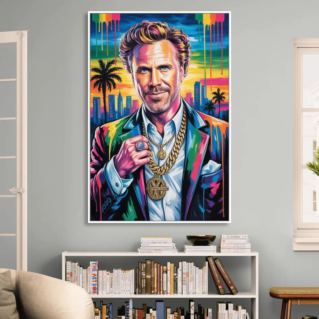 Anchorman Sitting Room - White Canvas Wall Art
