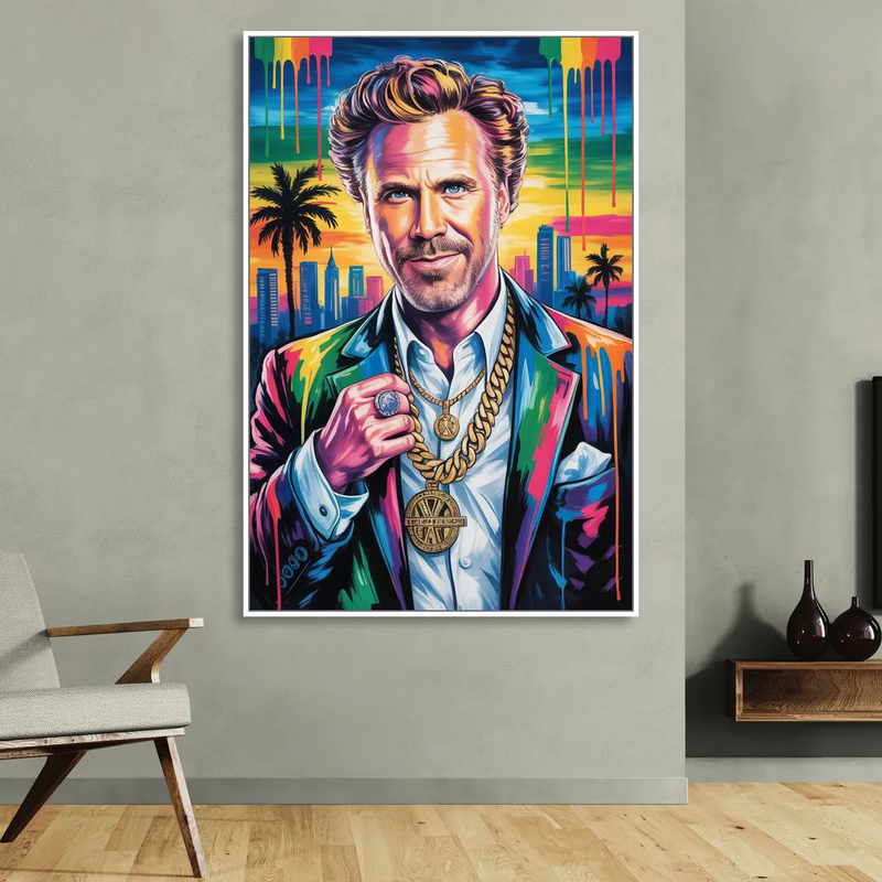 Anchorman Living Room - White Canvas Wall Art
