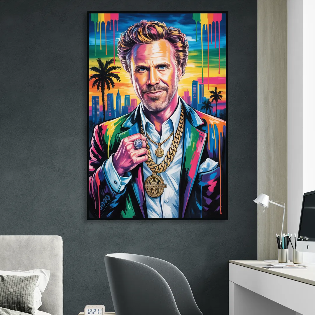 Anchorman Living Room - Black Canvas Wall Art