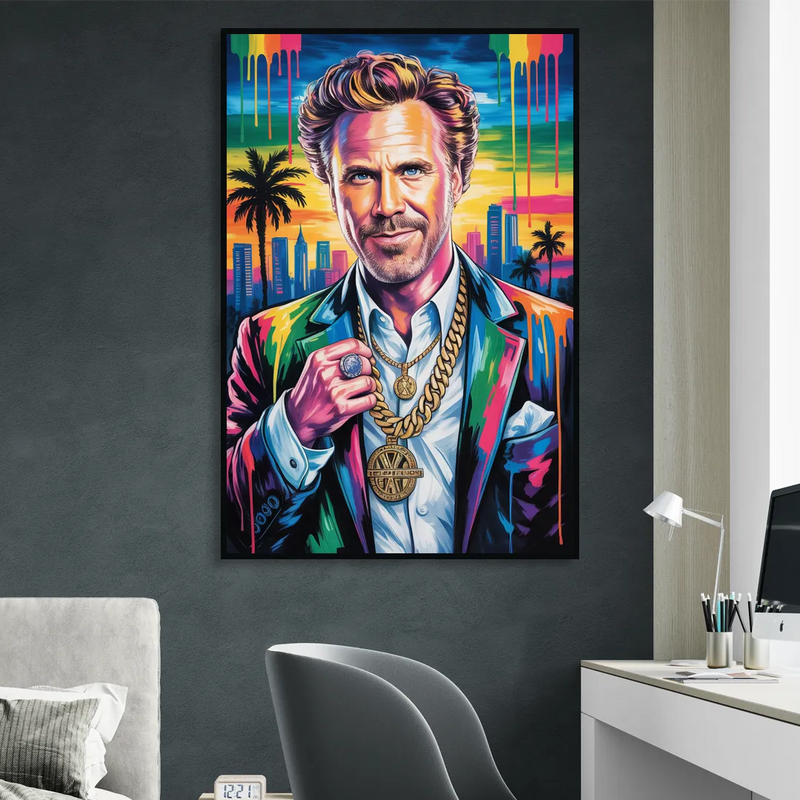 Anchorman Living Room - Black Canvas Wall Art