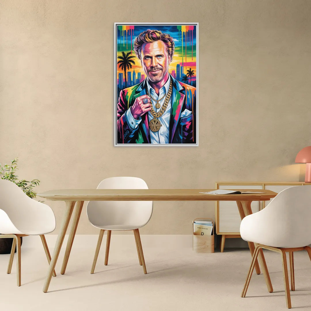 Anchorman - Living Room White Frame Canvas