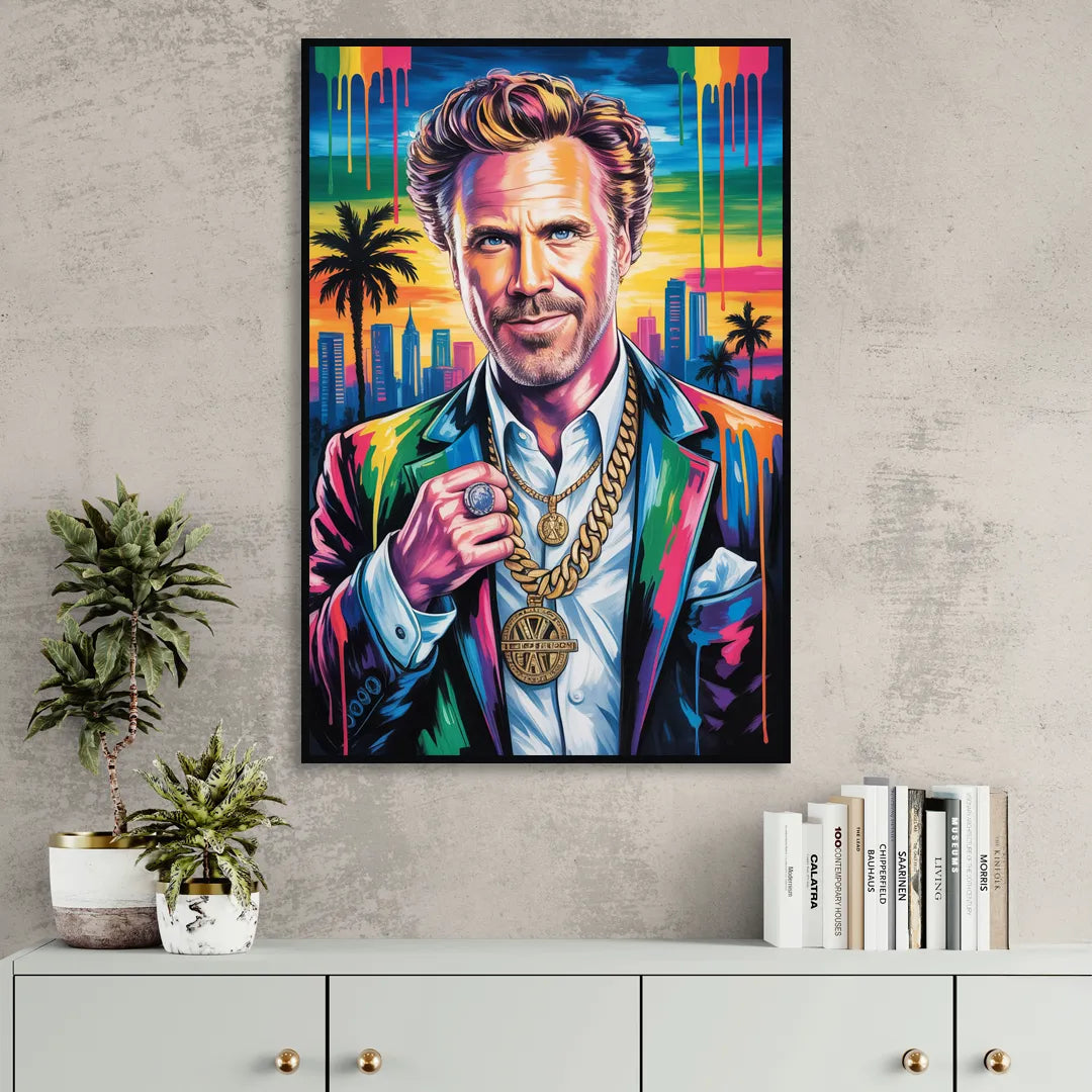 Anchorman Sitting Room - Black Canvas Wall Art