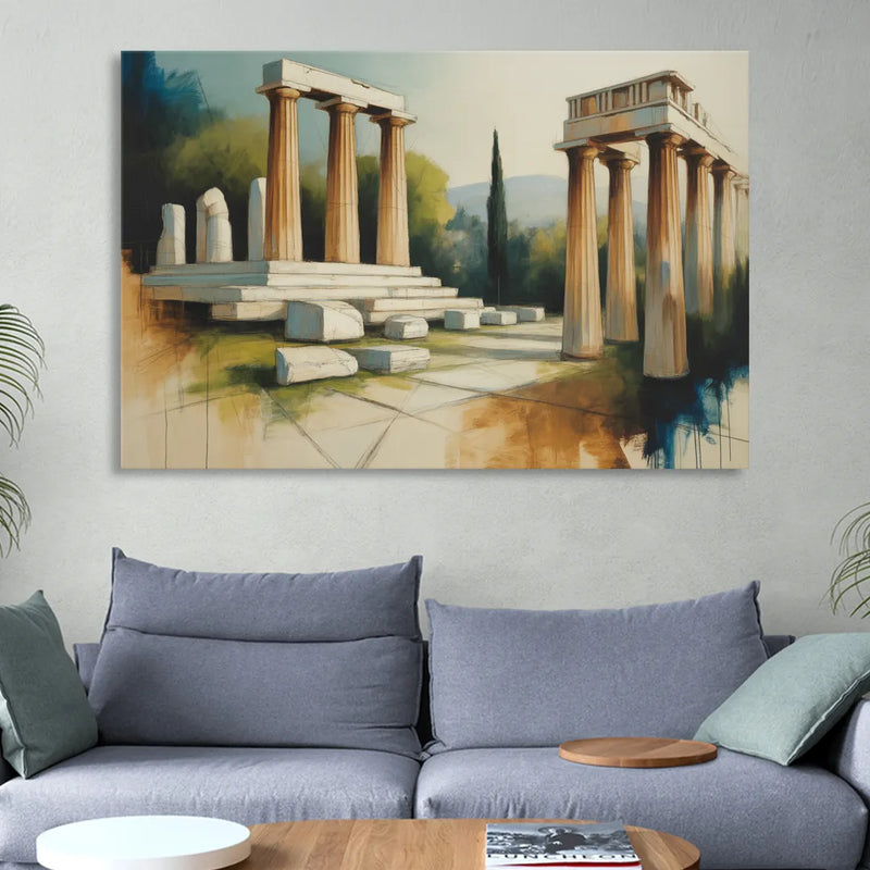 Ancient Agora Echoes Living Room - Canvas Wall Art