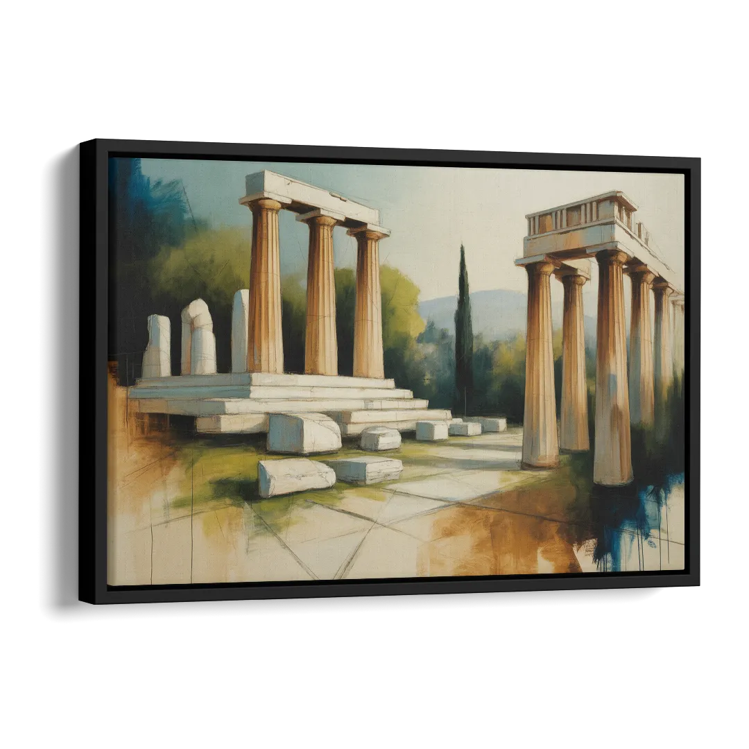 Ancient Agora Echoes Side - Black Canvas Wall Art