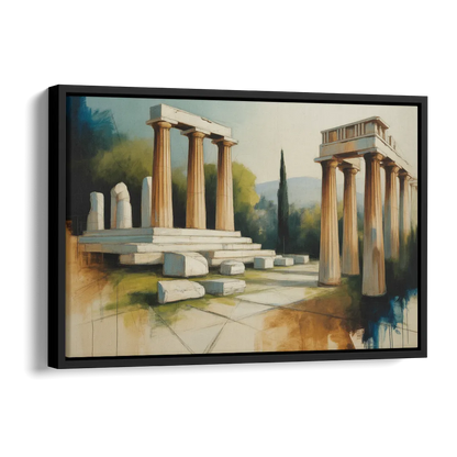 Ancient Agora Echoes Side - Black Canvas Wall Art